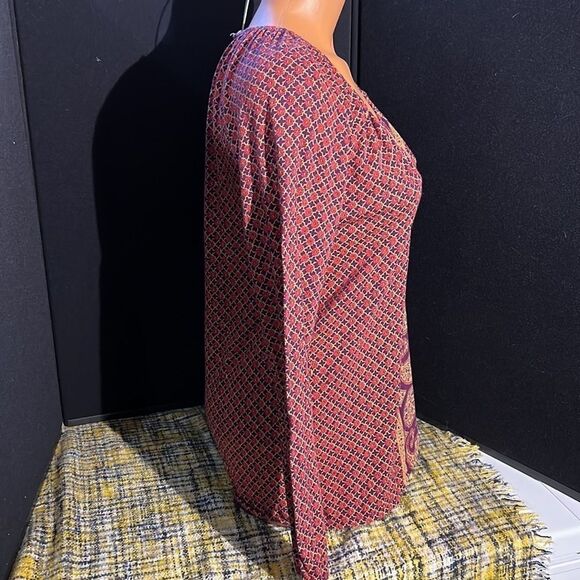 Lucky Brand Paisley and Floral Print V-Neck Blouse Size Small - Picture 4 of 11